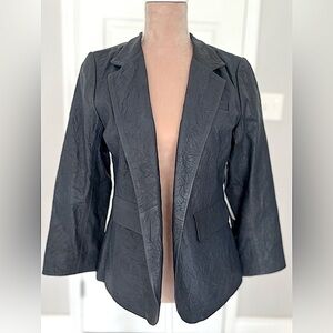 NWT Lucky Brand Genuine Leather Blazer Navy Size Small